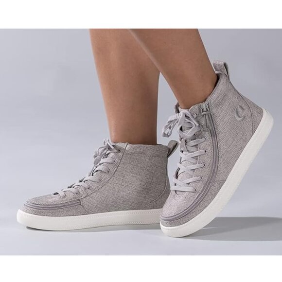 NEW Billy Footwear Womens Sneaker High Top Zip Up Gray Adaptive Size 7 M BY02 - Picture 1 of 7